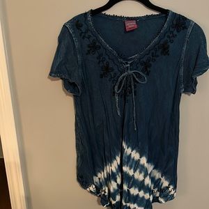 California Woman size Free Size denim with tie dye and embroidery